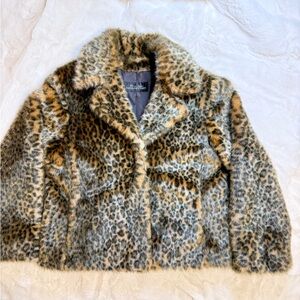 Fabulous Furs Leopard Print Faux Fur Coat